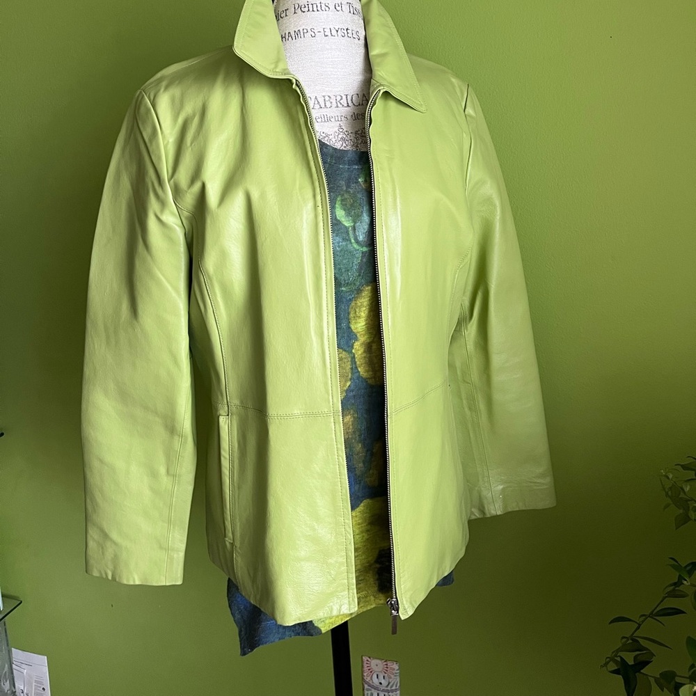 Lime green leather jacket